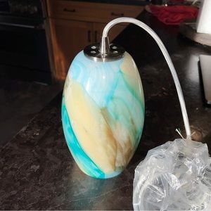 Pendant Lamp Hand Blown Globe Elk Lighting Surreal Collection Satin Nickel